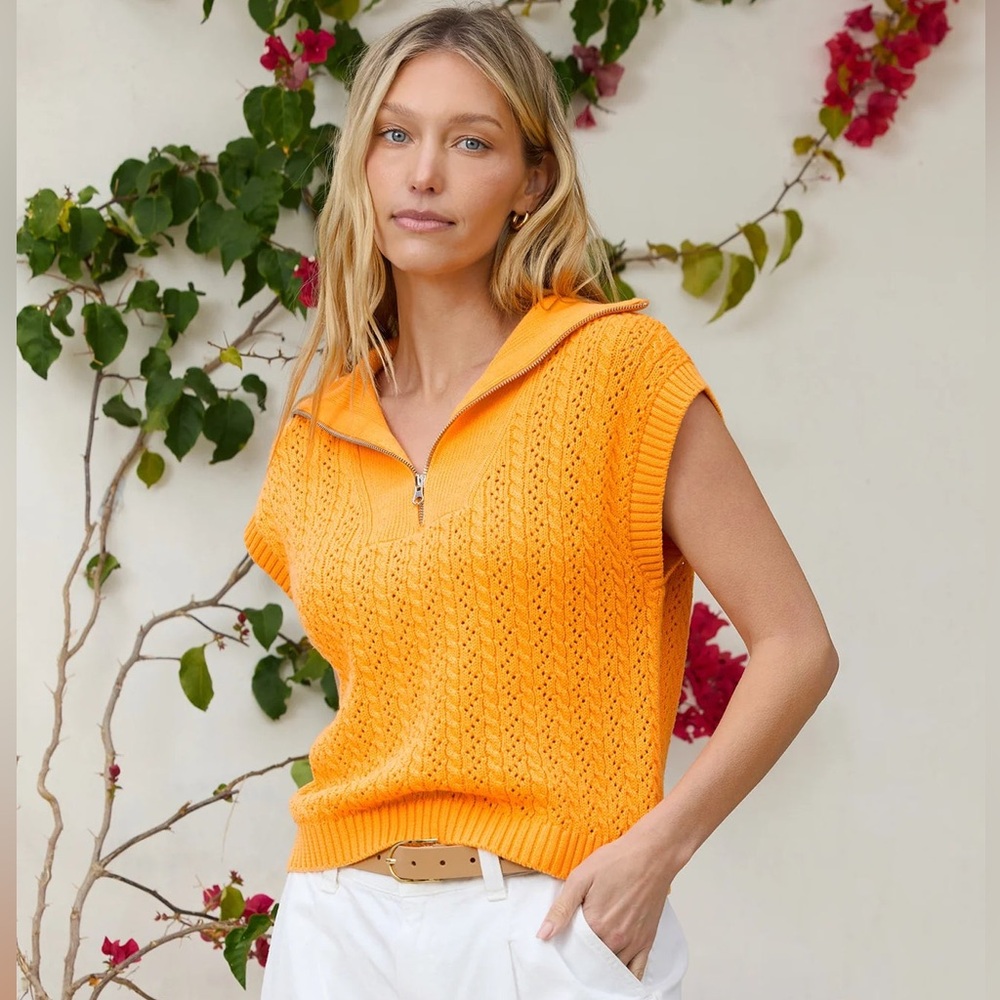 Stitches + Stripes Ashland Half Zip- Mango